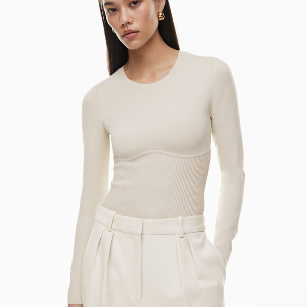 Babaton Cream Long Sleeve Top
